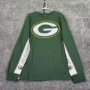 Green Bay Packers Shirt Mens 2XL Green NFL Football Hands High Long Sleeve Logo